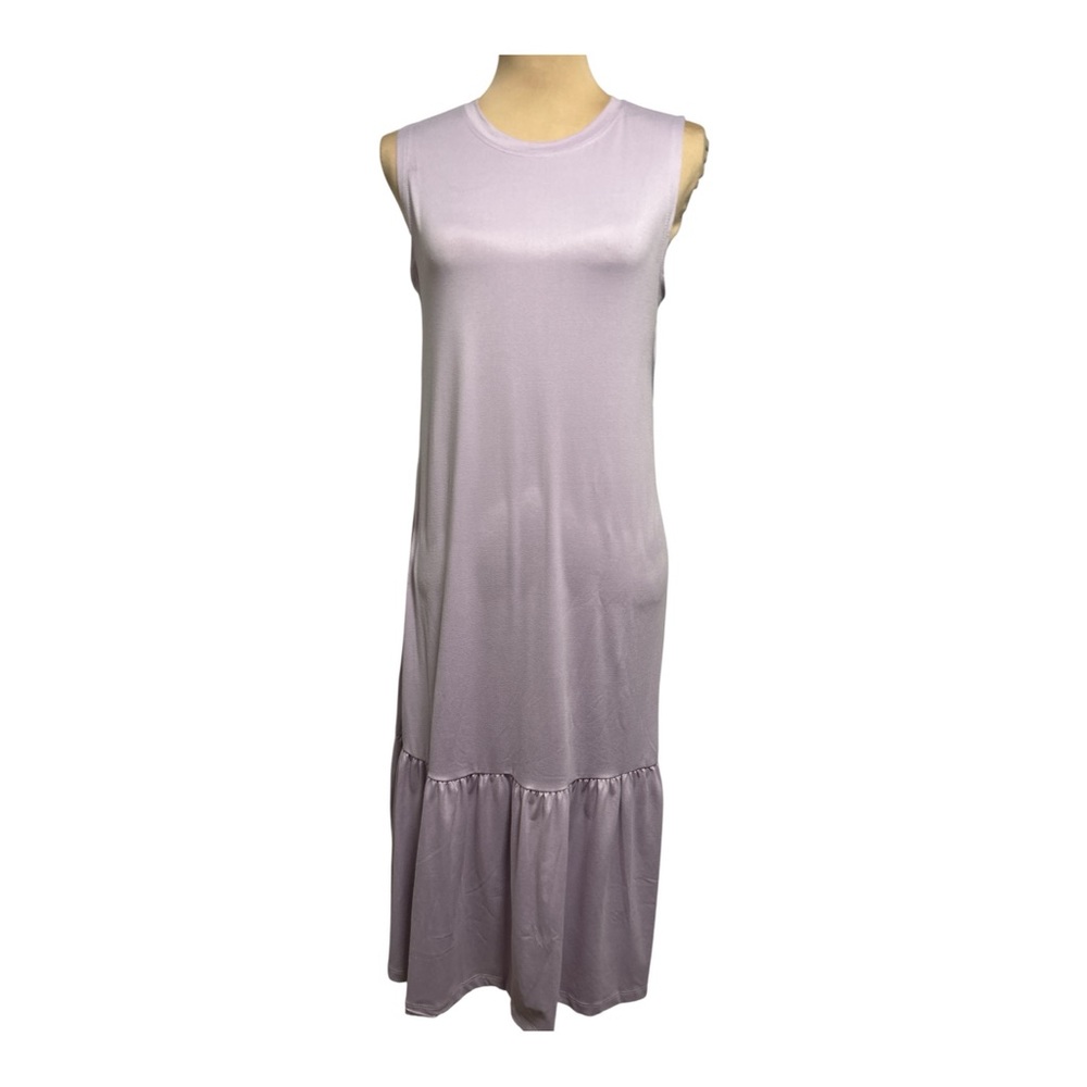 Daily Collection Tank Style Ruffle Hem Midi Dress Crew Neck Light Purple L NWT